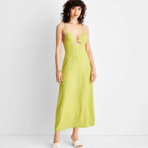 Future Collective Lime Green Spaghetti Strap Dress